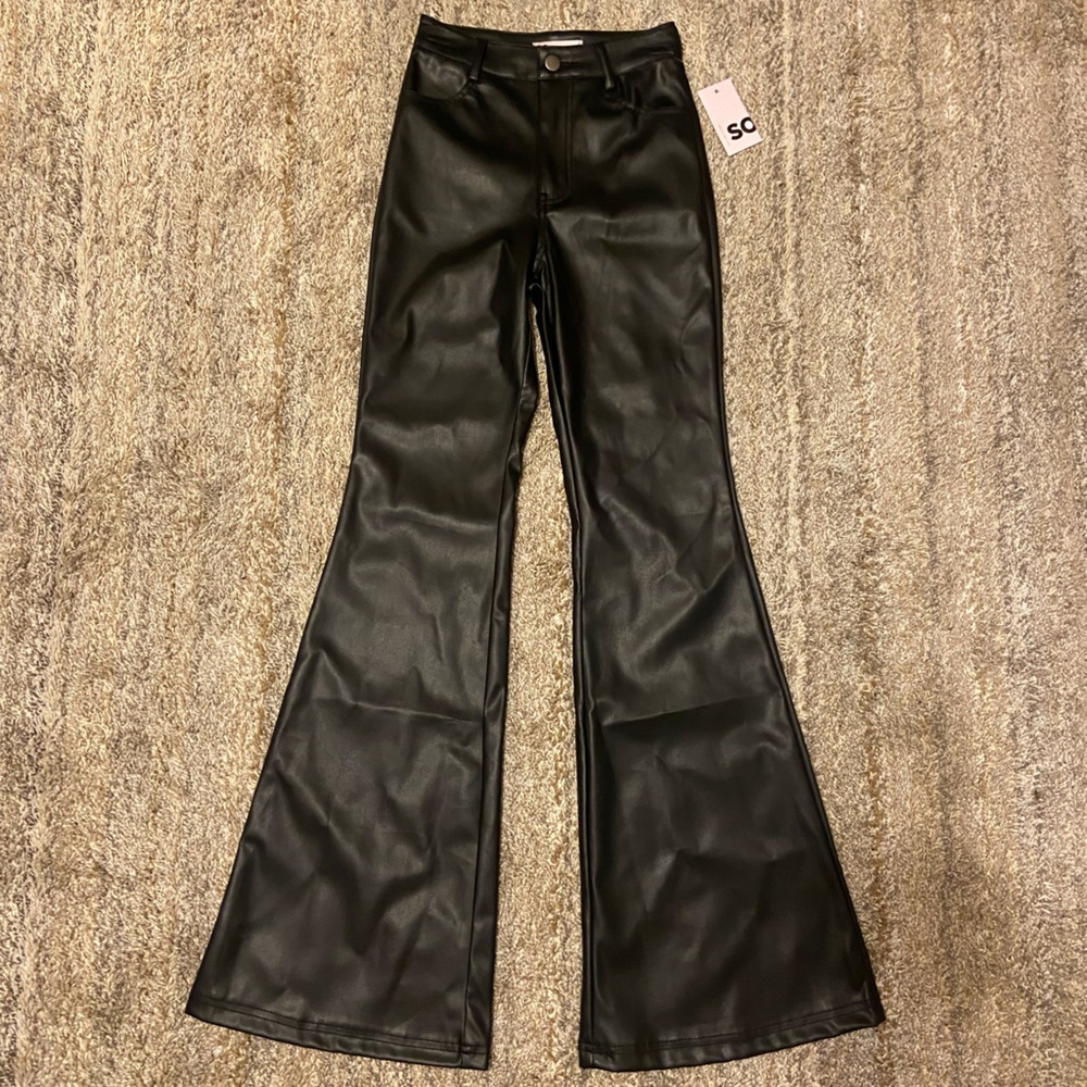 Faux Leather Flared Pants